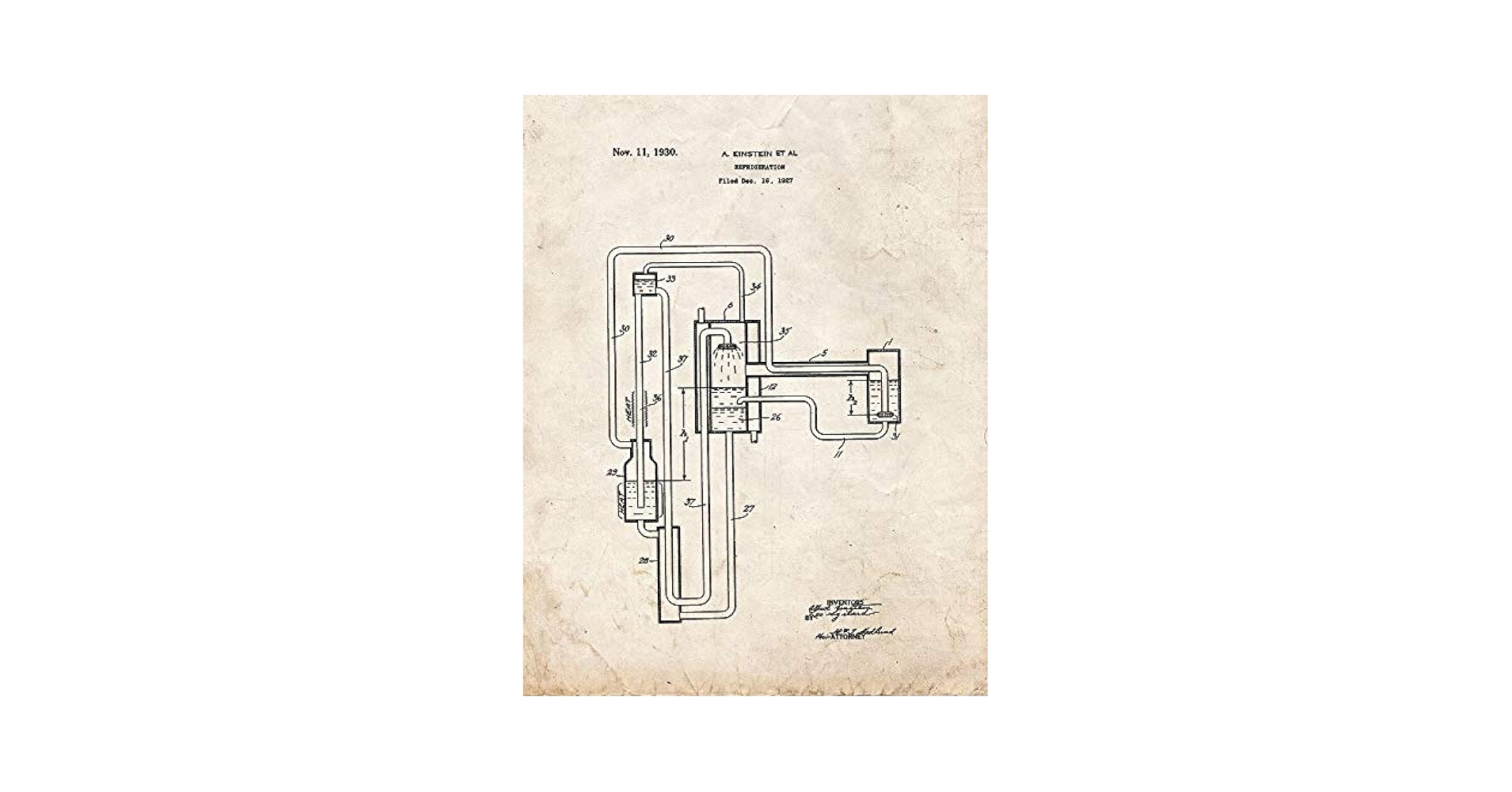 Amazon.com: Einstein Refrigeration Patent Print Old Look (13